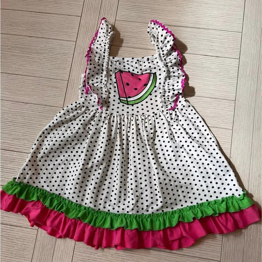 Marie Nicole Clothing girls polka dot watermelon flutter sleeve dress. Size XXL